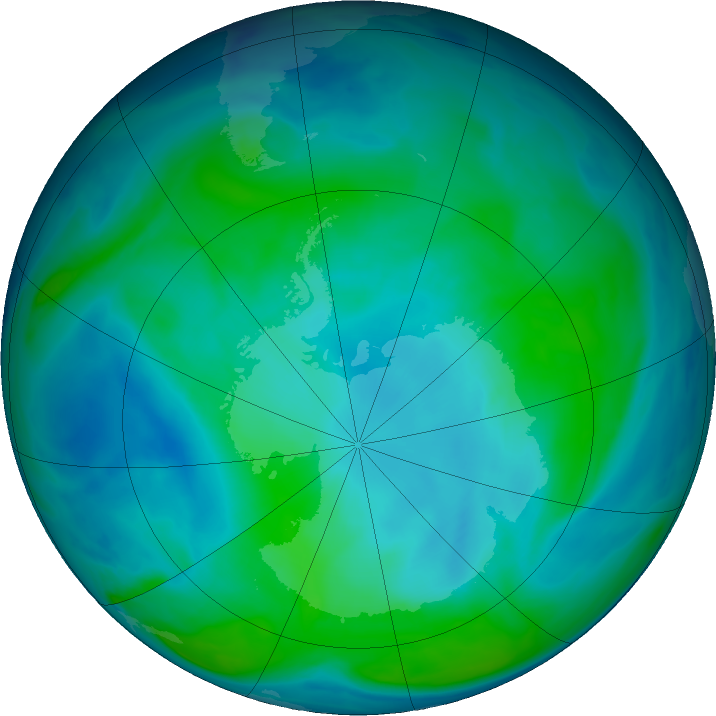 Antarctic ozone map for 02 February 2024